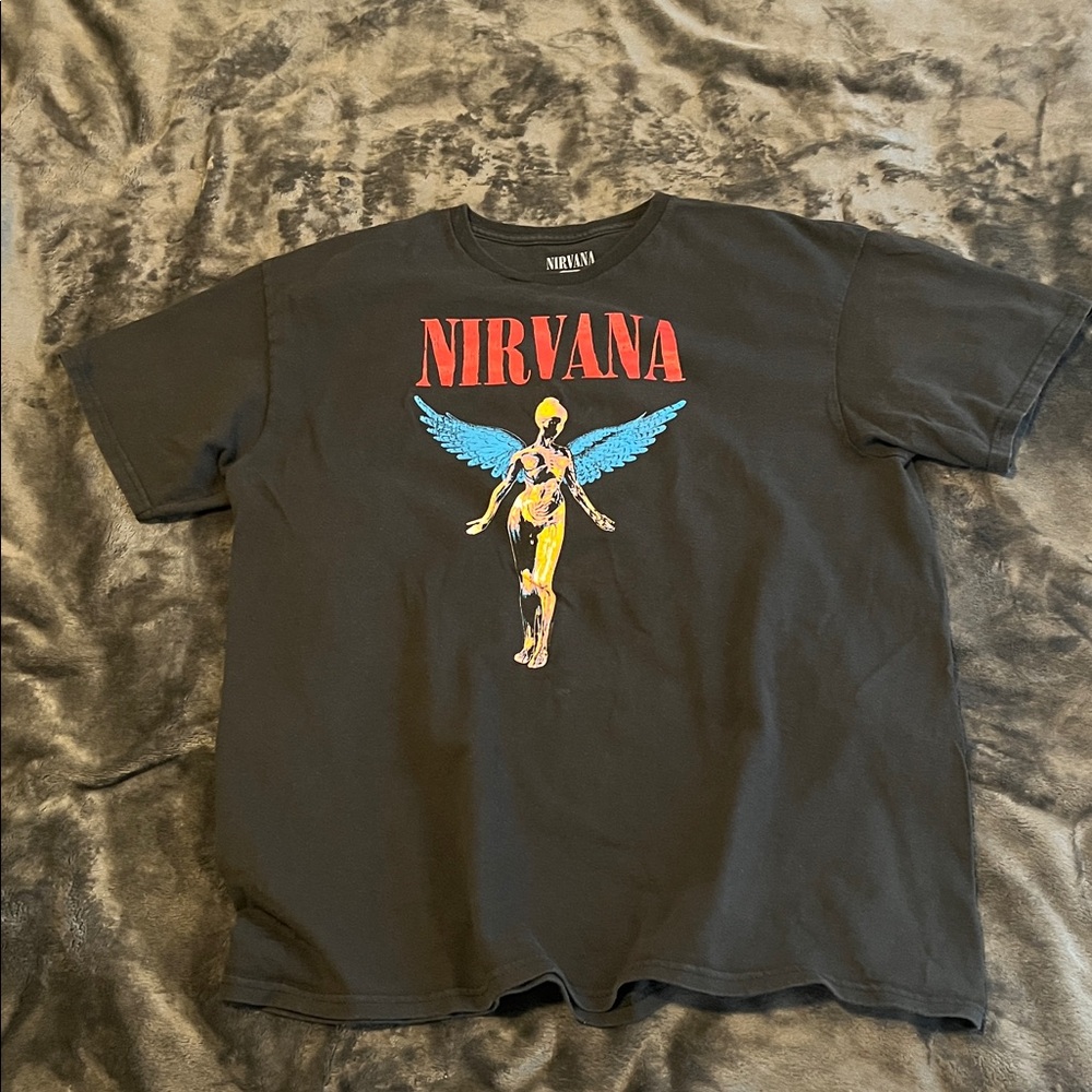 NIRVANA Washed Black Tee with Iconic In Utero album graphic T-shirt Mens Large